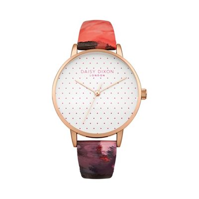Ladies multi colour leather strap watch dd008prg